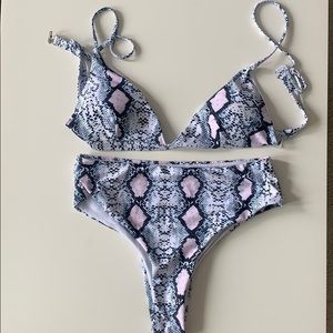 Snakeskin Print Bikini Set